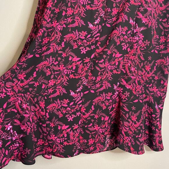 Westport 1962 Size 6 Midi Dress Fitted Black Floral Flutter Short Sleeve 90s - Picture 2 of 10